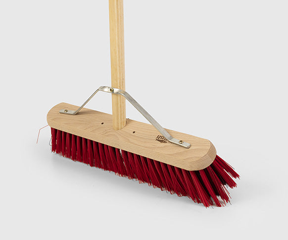Traditional Wooden Yard Broom With Handle - Medium Stiff